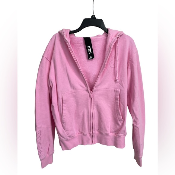 Bt21 Pink Zip up Hoodie Cooky Size M - Picture 2 of 14